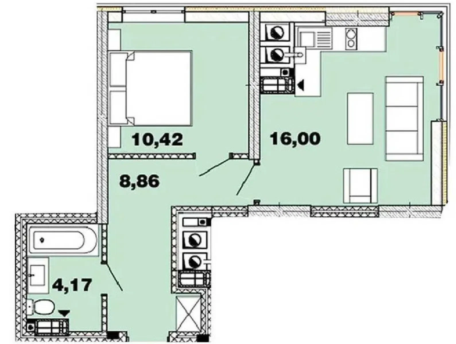 1-кімнатна квартира у ЖК Crystal Avenue: бізнес-клас, паркінг - фото 1