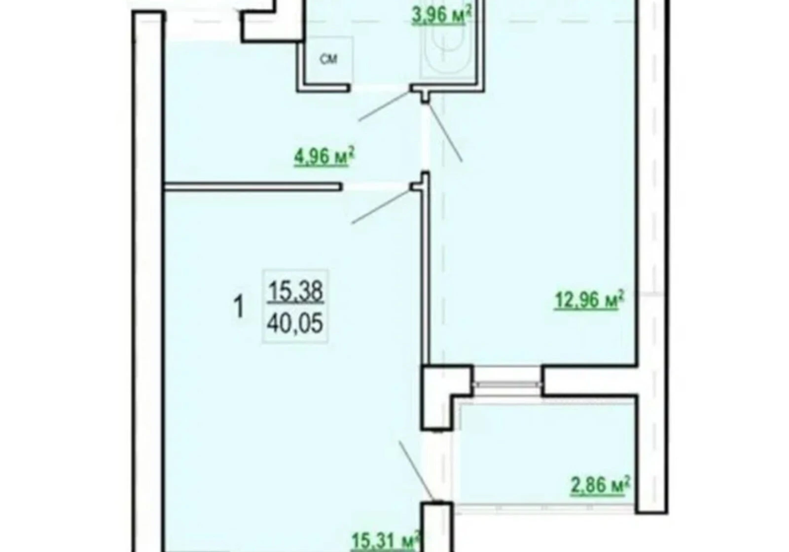 1-кімнатна квартира, Шишковка: кухня 13 м², новобудова 2021 року - фото 1