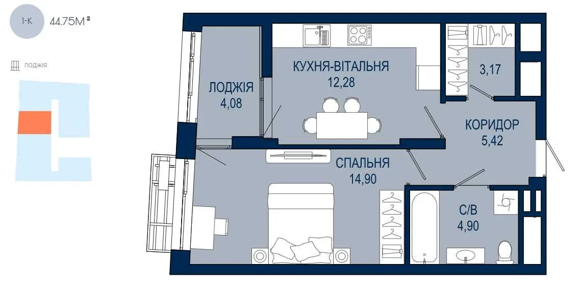 1-комнатная квартира в ЖК HELGA: бизнес-класс, газовое отопление, фото 5