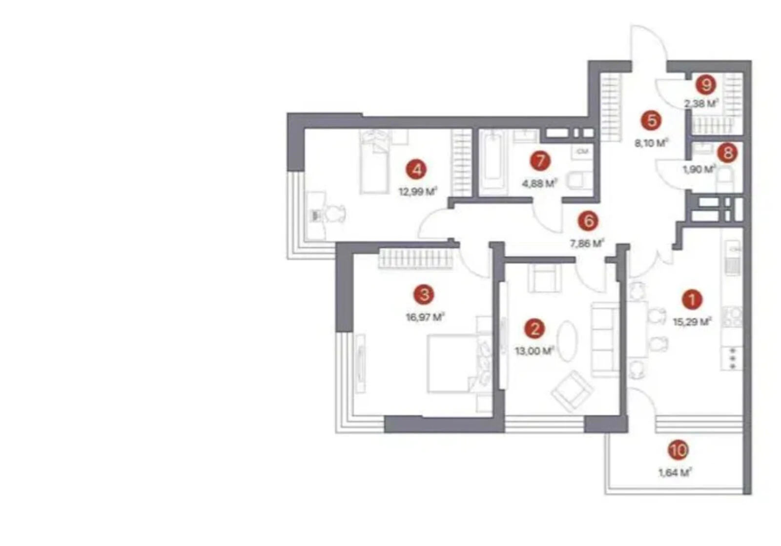 3-комнатная квартира, Виноградарь: дом 2025 года, закрытый двор - фото 2