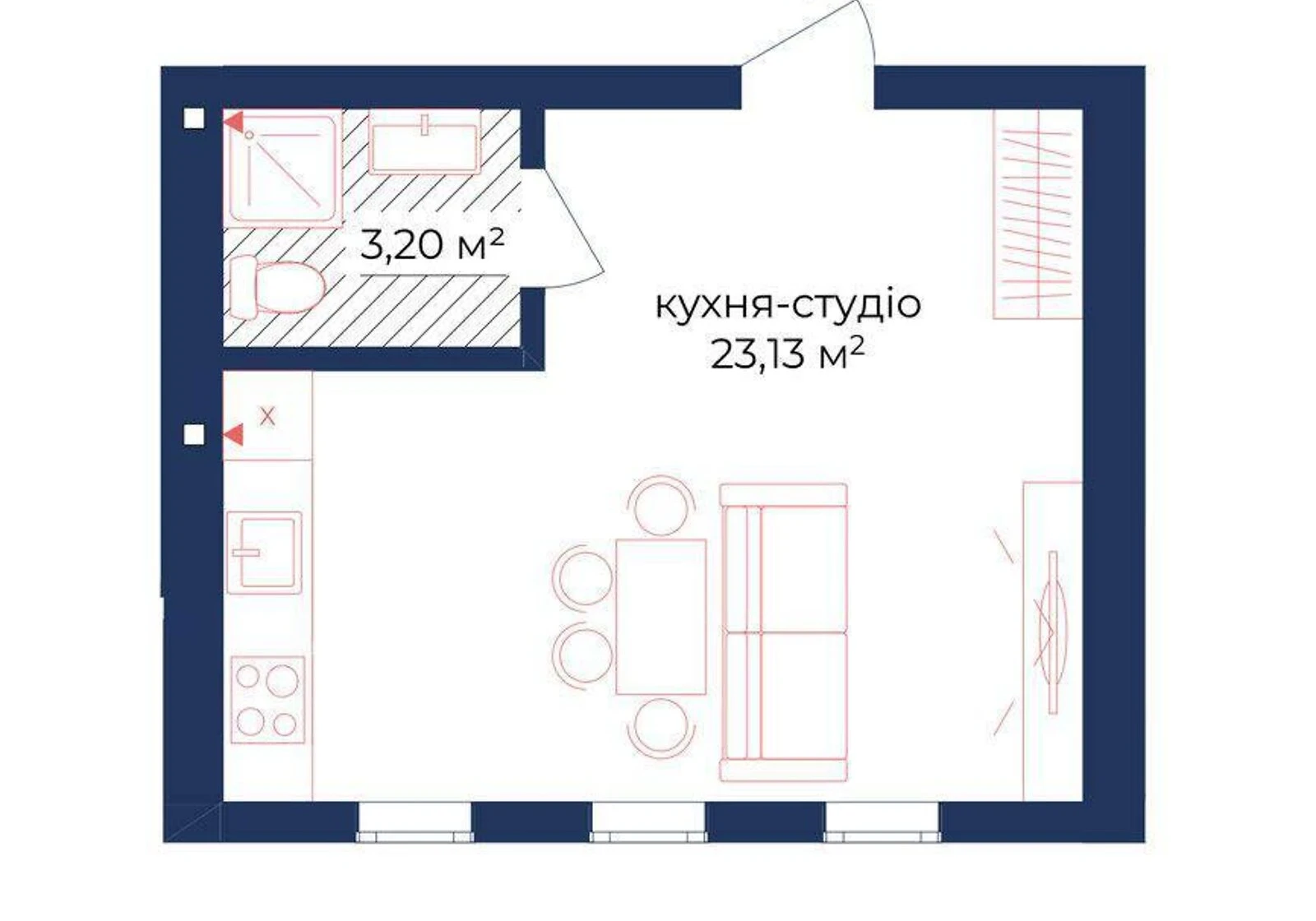 1-кімнатна квартира, вул. Івана Білика: кухня-студія, новобудова - фото 3