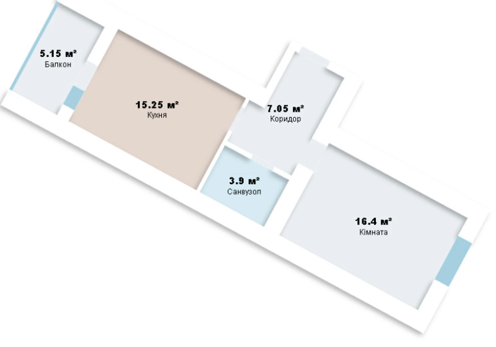 1-кімнатна квартира, Виставка: укриття в будинку, здача в 2026 - фото 1
