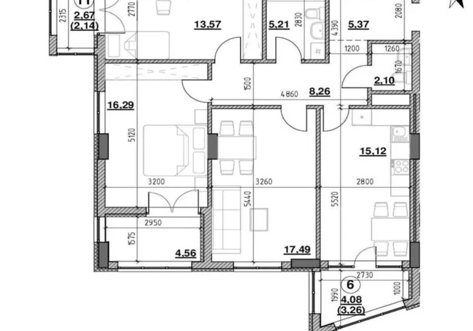 3-кімнатна квартира, Голоско: панорамні вікна, кухня 15.12 м² - фото 2