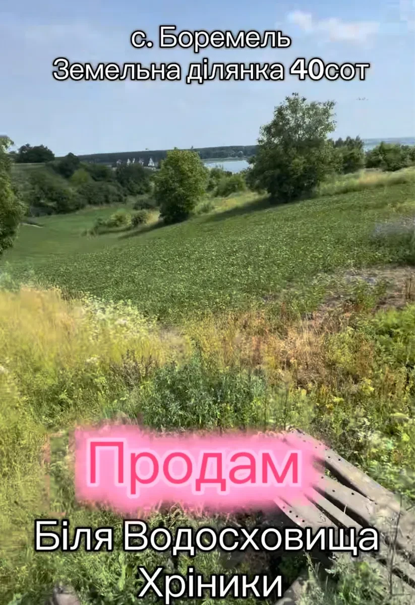 Ділянка 39 соток, Боремель: прямий вихід до водосховища Хрінників
