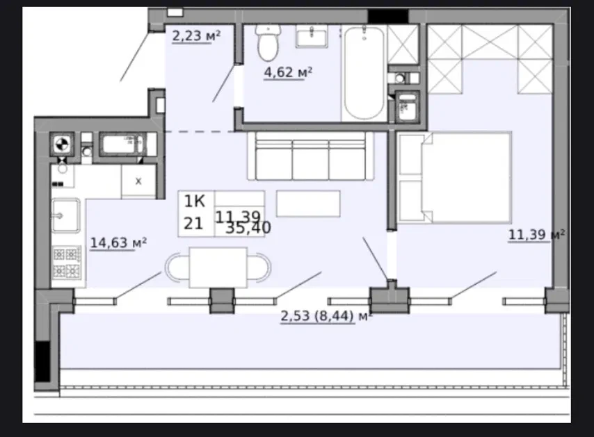 1-кімнатна квартира у ЖК Family House: тераса 8,44 м², новобудова - фото 3