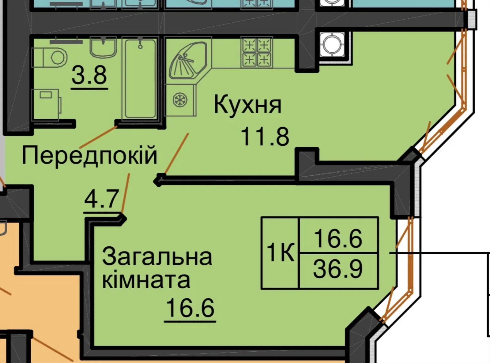 1-кімнатна квартира у ЖК Резиденс: тепла підлога, виїзд до Києва, фото 3