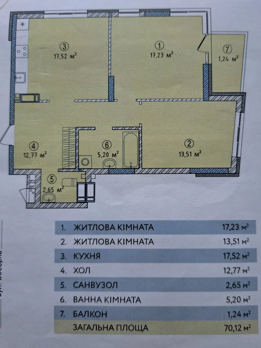 2-кімнатна квартира у ЖК Крона Парк: кухня-студія, 2 санвузли - фото 1