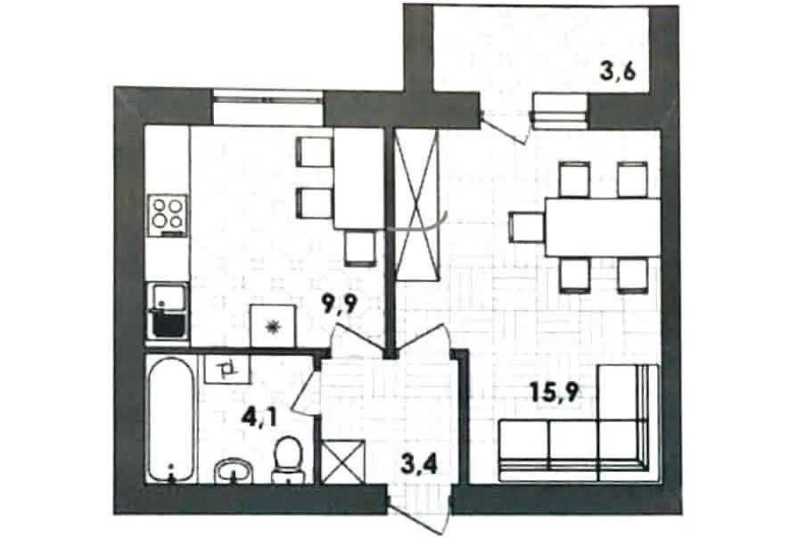 1-комнатная квартира, Старый город: дом 2022 года, не использовалась - фото 2